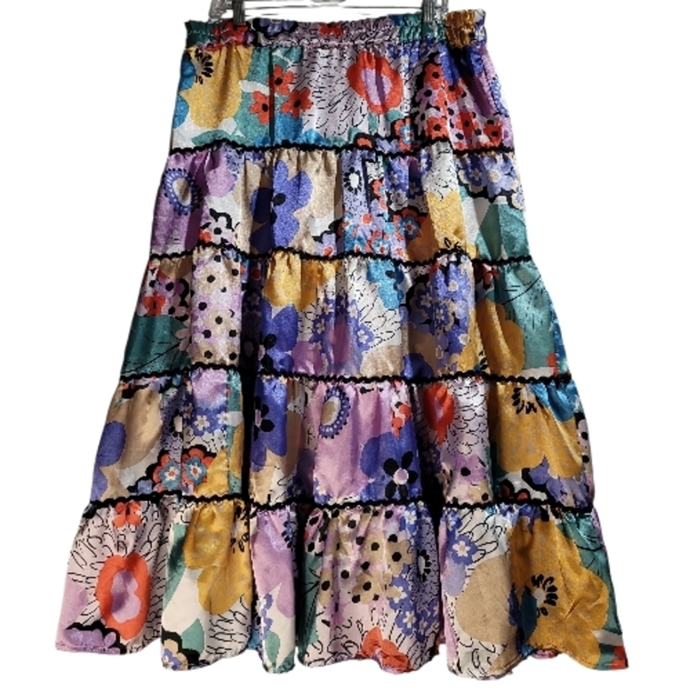 Cato Multicolor Floral A-Line Skirt